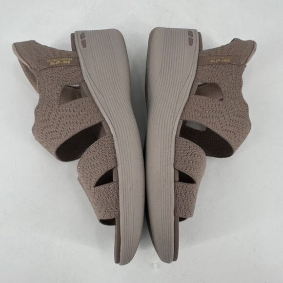 Skechers Women's PIER-LITE Memory Maker Wedge Sandals Mocha Size‎ 9 Knit Stretch - Picture 6 of 9